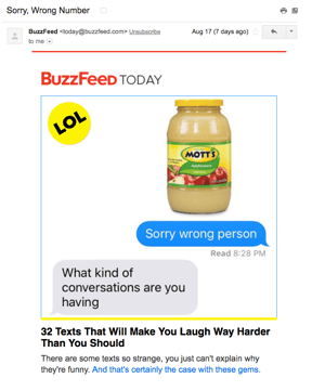 Email marketing campaign example by BuzzFeed Today